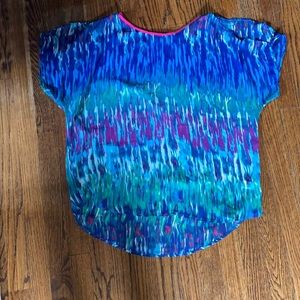 Express sheer cold shoulder top with exposed zip